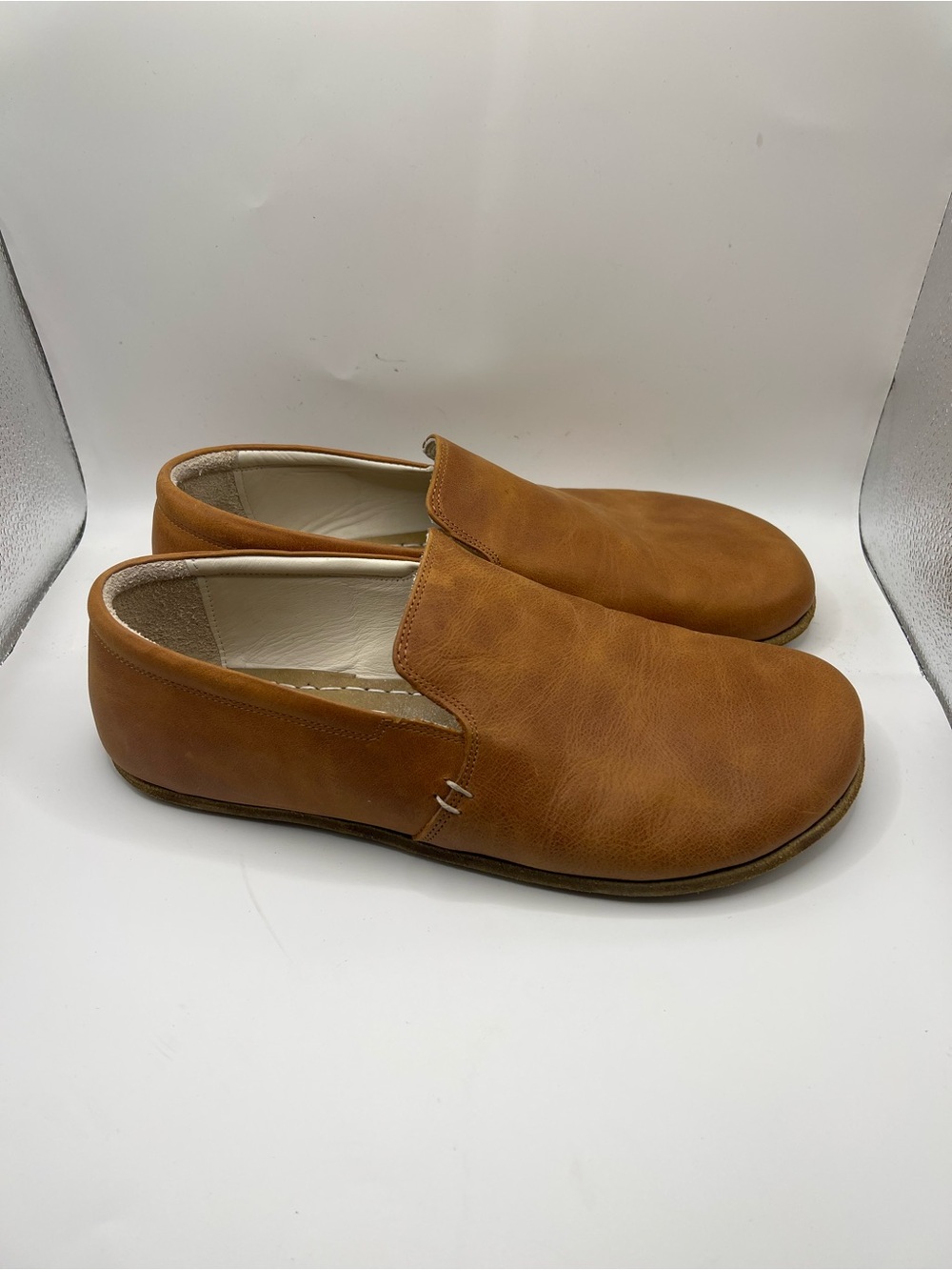 Men's Tan Leather Slip-On Loafers - Casual Comfort